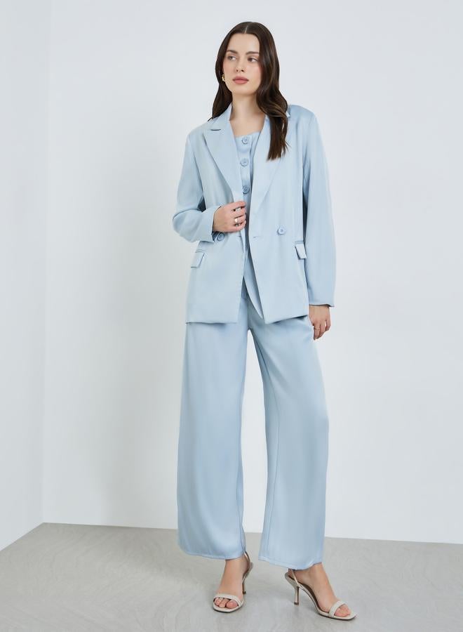 Styli Women Blue Regular Fit Double-Breasted Blazer - Image 1